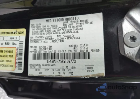 2015 Ford Fusion Se from USA, damaged, VIN 1FA6P0H75F5109773